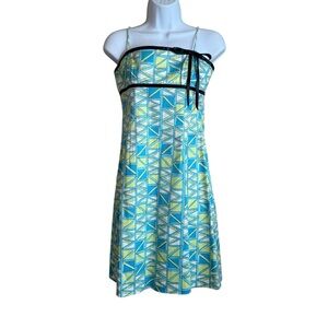Vintage Becky & Max Y2K Dress Blue‎ Green Size 4 Empire Waist Babydoll Artsy